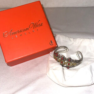 American West Carolyn Pollack Sterling Silver Brass & Coral Cuff Bracelet